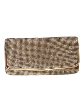 Kelly & Katie Rhinestone Clutch Bag Gold Cream